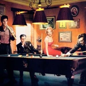 Elvis Presley Humphrey Bogart Billiards Canvas Art For Home Decor